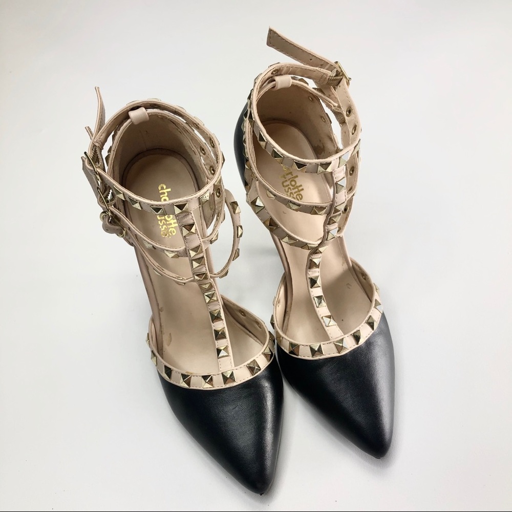 Pointed Toe Pumps Black Rockstud Charlotte Russe